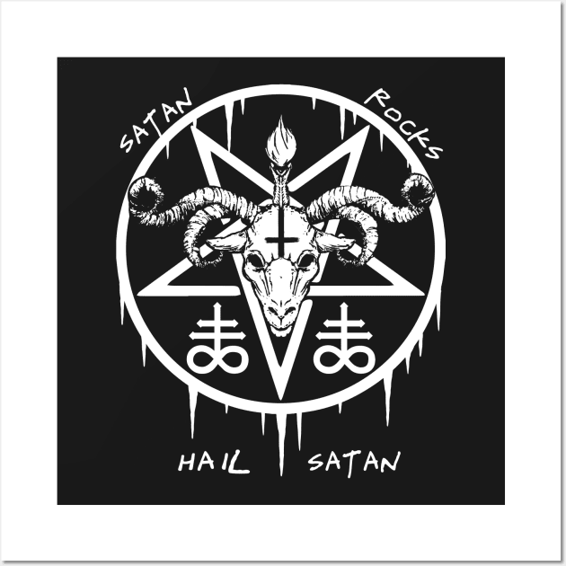 HAIL SATAN - SATAN ROCKS - FUNNY SATANIC OCCULT Wall Art by Tshirt Samurai